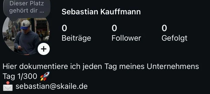 Der Instagram-Account an Tag 1, Februar 2026